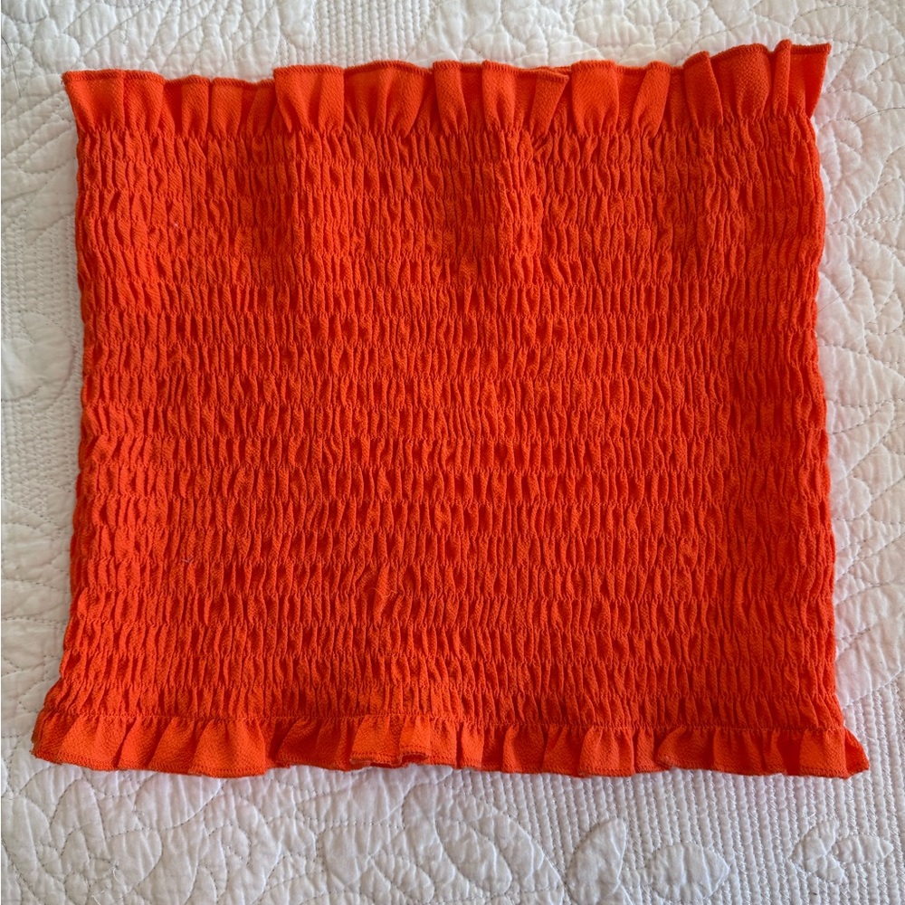 Orange Smocked Tube Top